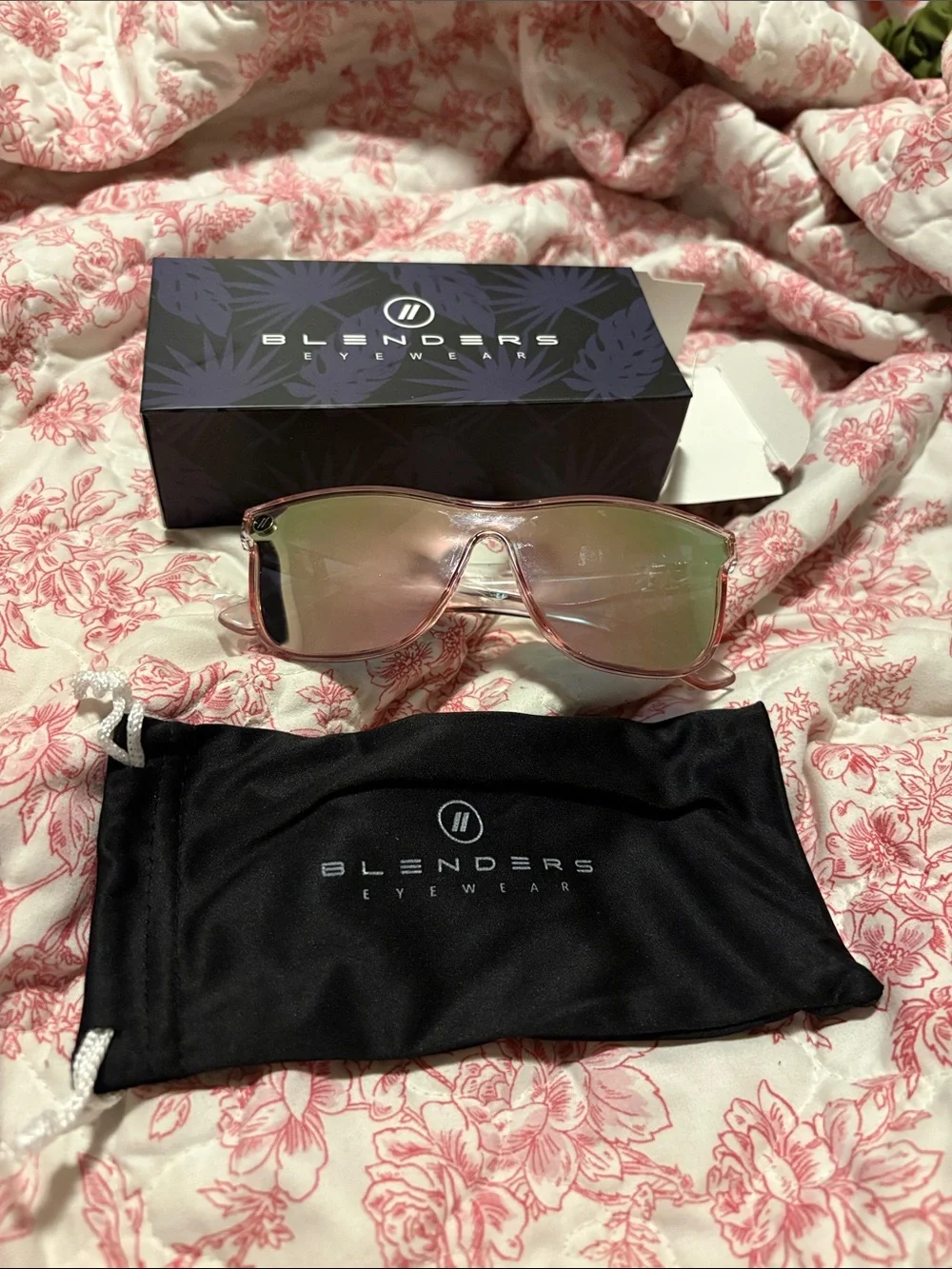 Blenders Eyewear Women's Pink Mirrored Shield Sunglasses